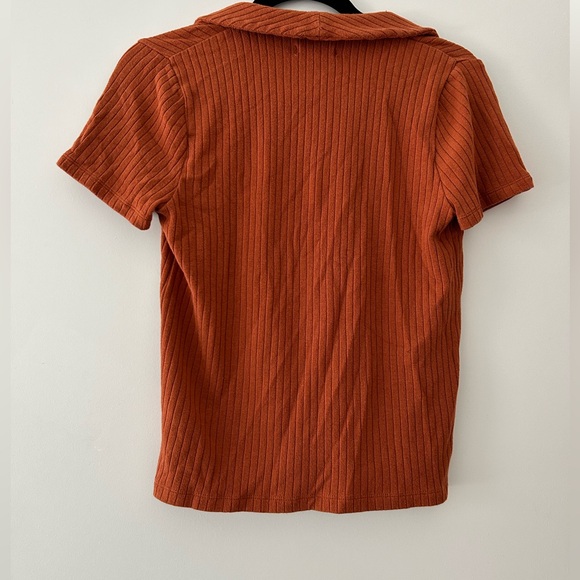 Madewell Orange Short Sleeve Button Up - Picture 2 of 3